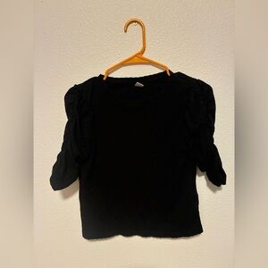 Old Navy Black Ribbed Knit Top With Puffy Sleeves